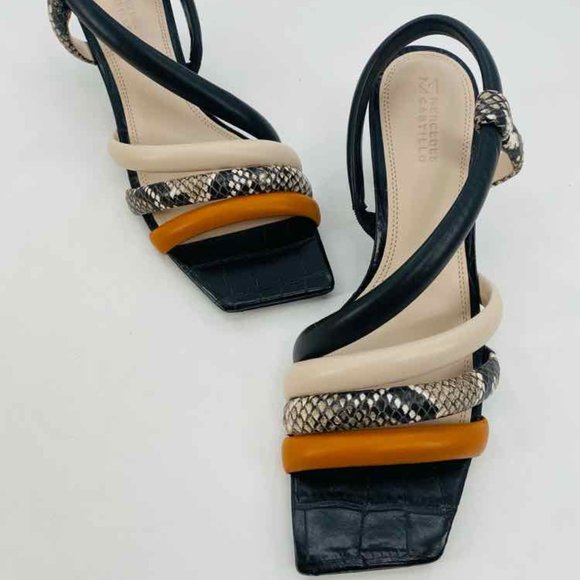 MERCEDES CASTILLO Aline Mid Leather Snakeskin Heels Shoes Multi 9 39 HOST PICK - Picture 1 of 7